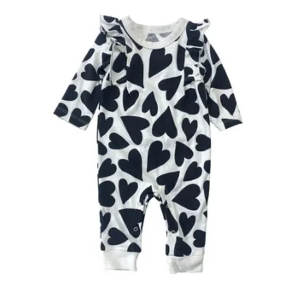 Cat & Jack Valentines Day Black & White Hearts Onesie & Little Love Onesie 0-3M
